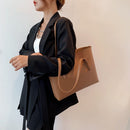Retro Women Leather Shoulder Bags Pure Color Shopping Bag Large Capacity Handbag