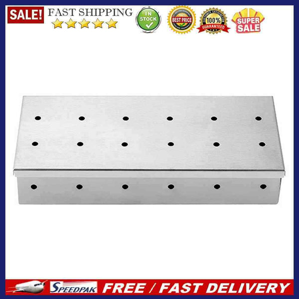 Washable Stainless Steel Smoke Box BBQ Outdoor Barbecue Picnic Wood Chip Smoker