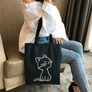 Cute Print Women Canvas Shoulder Bag Girls Zipper Shop Casual Handbag/Cat