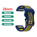 Silicone Sport Band for Garmin Fenix 7X/6X/5X 26mm Strap (Dark Blue Yellow)