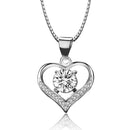 Wedding Crystal Pendant Necklace Eternal Love Heart Cubic Zirconia Neck Chain