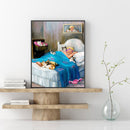 Granny and Cats Oil Paint By Numbers DIY Canvas Wall Picture Craft Home Decor