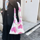 Fashion Women Love Print Plush Messenger Bag Autumn Winter Handbags (Pink)