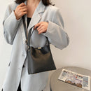 Fashion Mini PU Leather Handbag Tote Pure Color Shoulder Crossbody Bucket Bag
