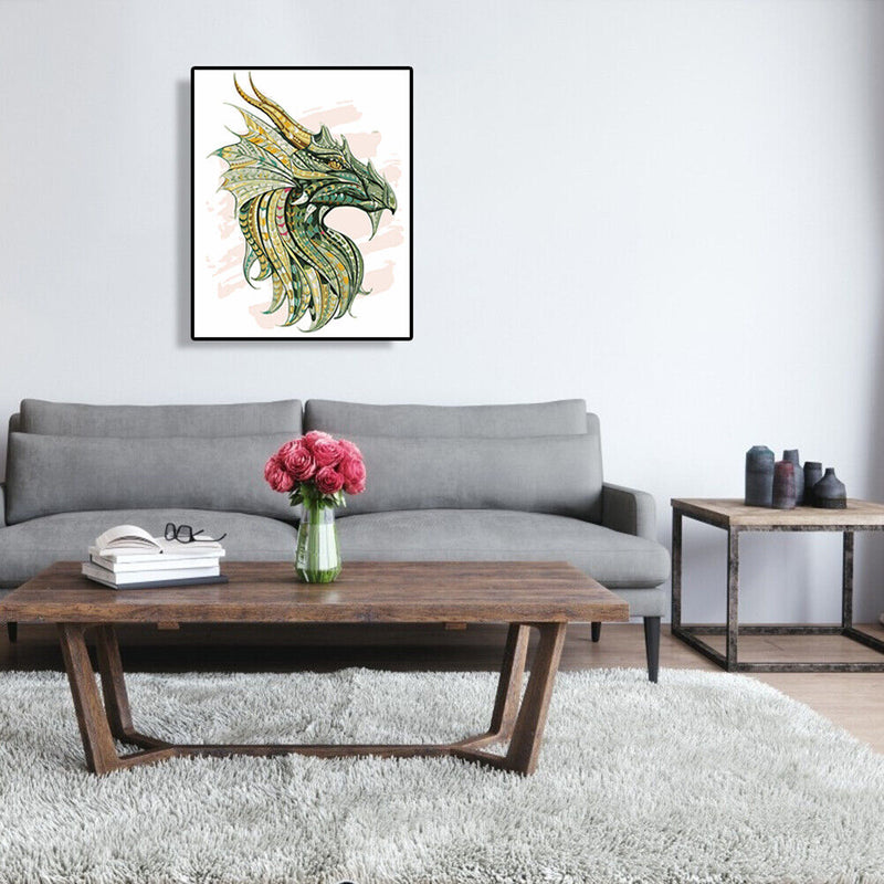 DIY Digital Oil Painting By Numbers Green Dragon Picture Living Room Decor