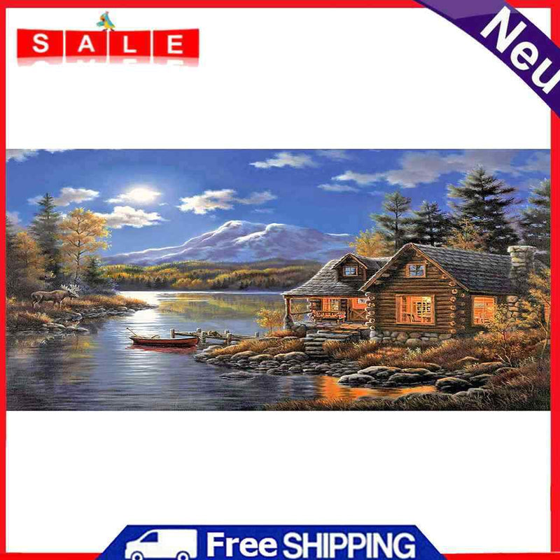 Spot Drill Handicraft Full Drill Diamond Painting Kit Riverside Lodge Mosaic