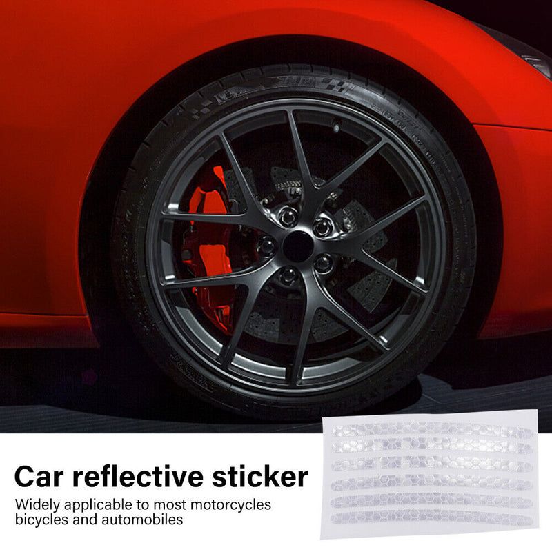 24pcs Reflective Rim Tape Strips Decals Safety Night Driving Wheel Tire Sti