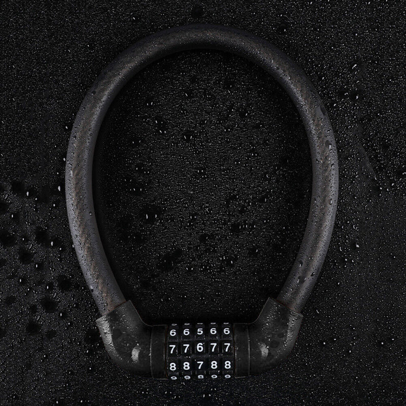 5-Digit MTB Bike Combination Locks Anti-Theft Wire Lock (Black 17.2x570mm) Newly