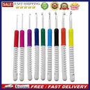 9pcs Double Color Plastic Handle Sweater Needles Crochet Hooks Set DIY Craf