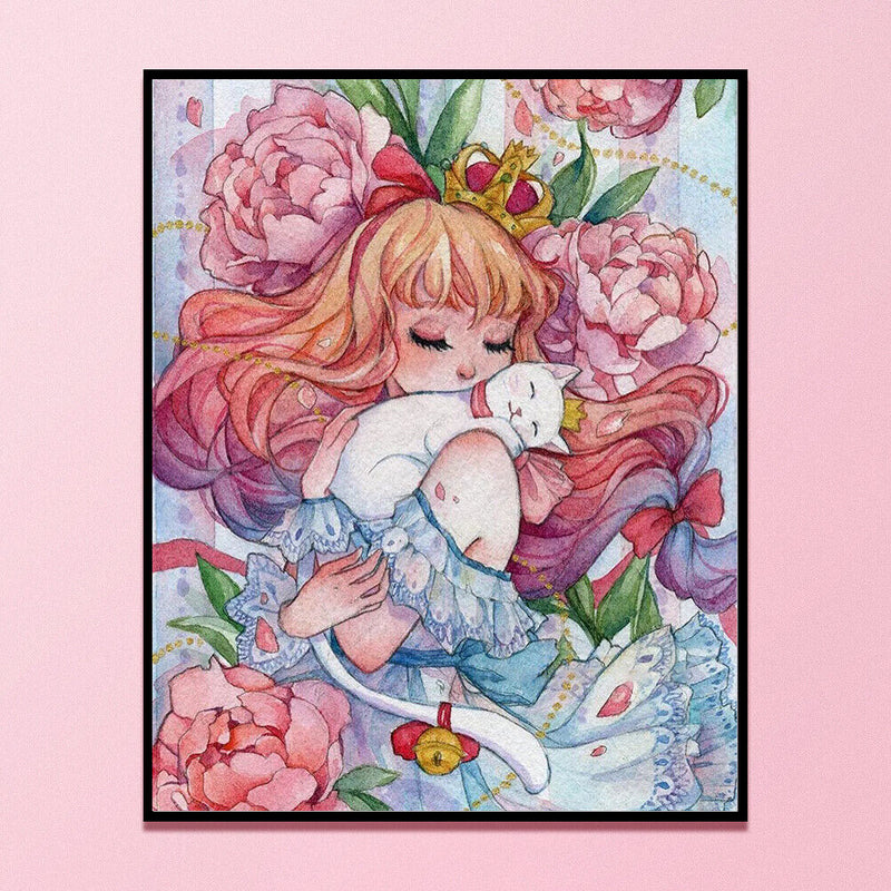 Cross Stitch Full Embroidery Flower Girl Character 11CT Stamped Needlework