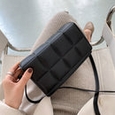Casual Lattice PU Square Commuter Envelope Bag Women Flap Solid Crossbody Purse