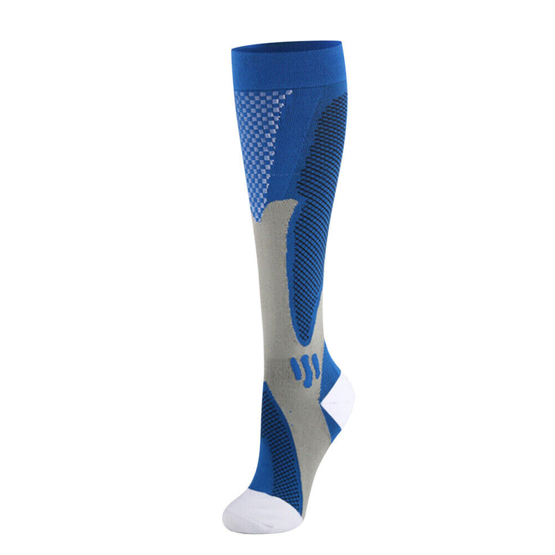 Compression Socks Unisex Sports Running Football Elastic Socks (Blue L/XL)