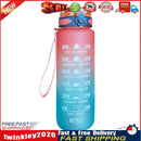 1000ml Sports Water Bottle Time Marker Outdoor Portable Cups (Red Lid) Newly