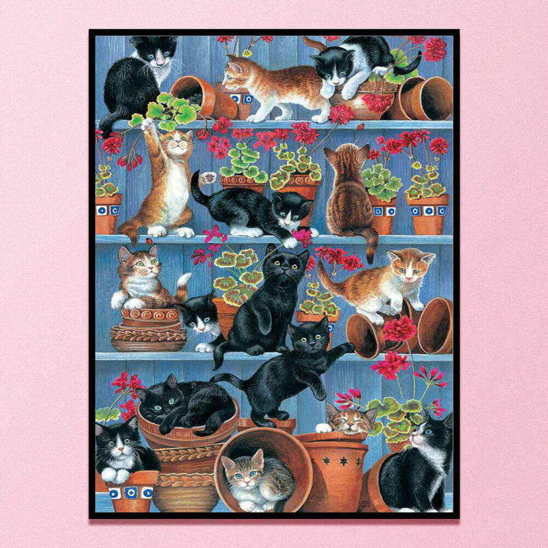 11CT Full Cross Stitch Messy Cat Stamped DIY Embroidery Kits Handmade Cotto