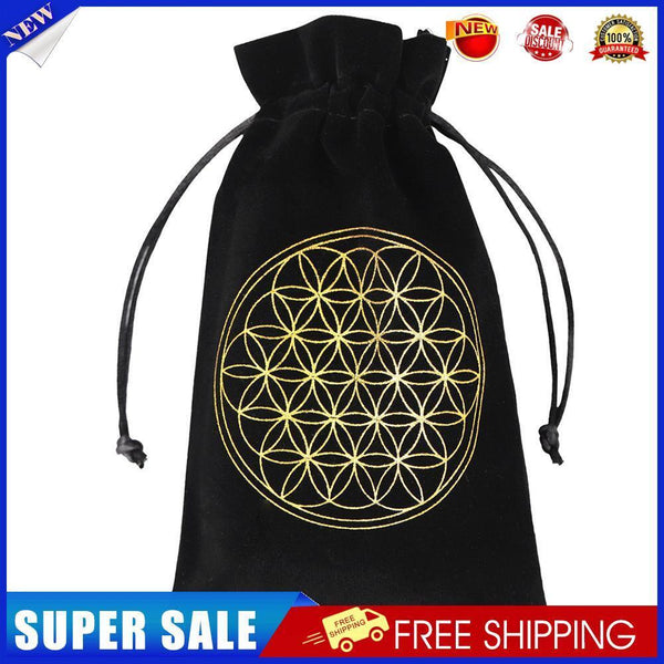Constellation Star Moon Tarot Game Card Storage Bag (Black Flower of Life)