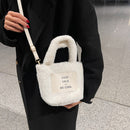 Female Fluffy Fashion Letters Top-handle Bag Winter Mobile Phone Shoulder Bag