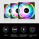 FR-701 PC Case Fan 9 Blade Addressable RGB LED PWM Cooling Fan (Reverse)