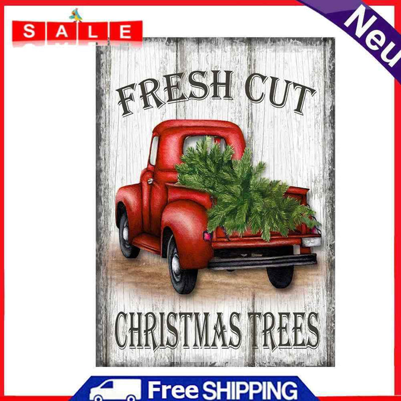 Full Cross Stitch 11CT Christmas Tree Car Printed Wall Crafts Home Decorations