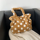 Women Polka Dot Shoulder Bags Female Tote Shopping Bag Fashion Plush Handbags