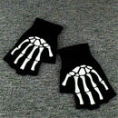 Gothic Knitted Black with White Skeleton Bones Fingerless Gloves Punk~ Sale I3N5