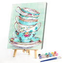 Tea Cup Drawing Frameless DIY Oil Paint by Numbers Canvas Home Decoration