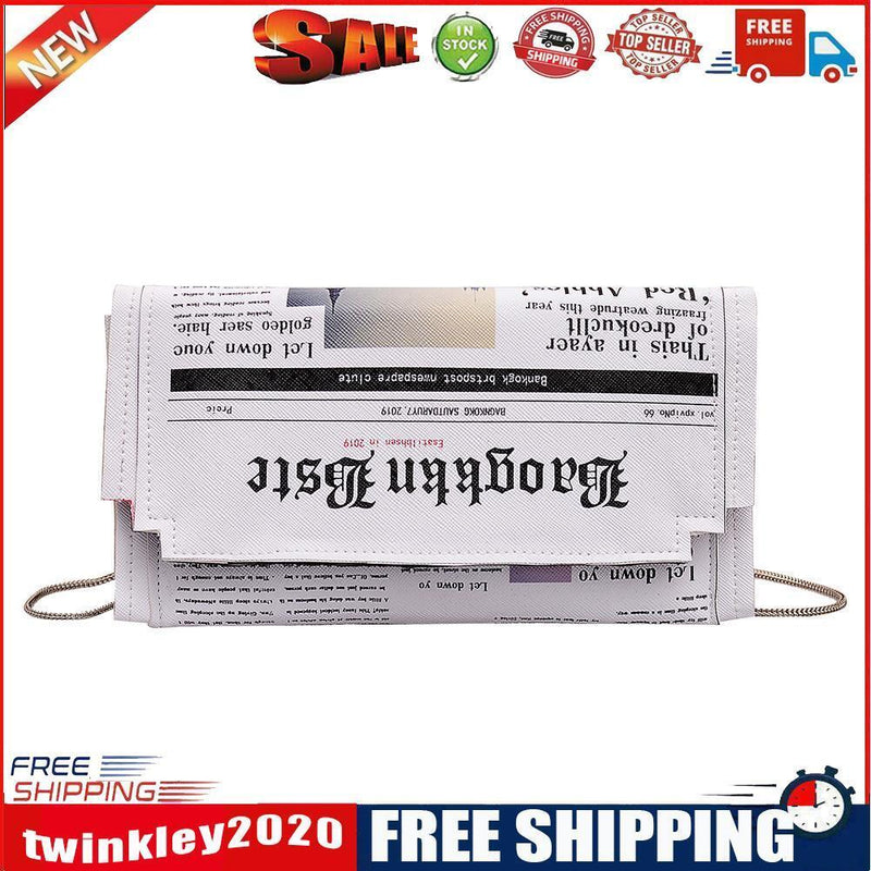 Women Crossbody Messenger Bag Newspaper Print Girls Clutches Shoulder Bag