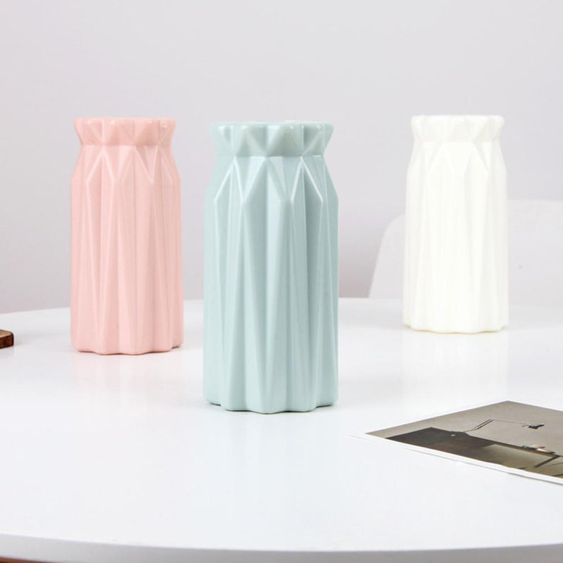 3 pcNordic Style Plastic Vase Desktop Ornaments for Dry Flower Holder (Pink)