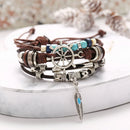 Multi-Layer PU Braided Turquoise Bracelet Women Men Circle Bangles Jewelry