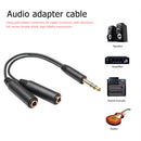 6.35mm Male to 2 6.35mm Female Cable Adapter 1/4Y Splitter Stereo Audio Cord