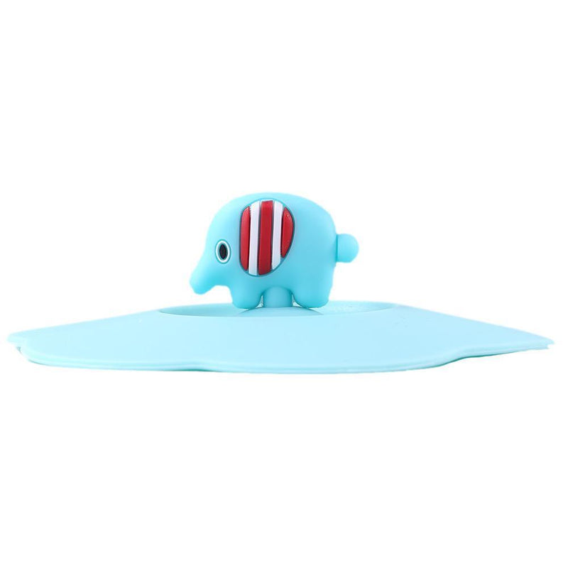 Claer Torx Silicone Cup Cover Leak Proof Cartoon Lid (Pink Blue Elephant)