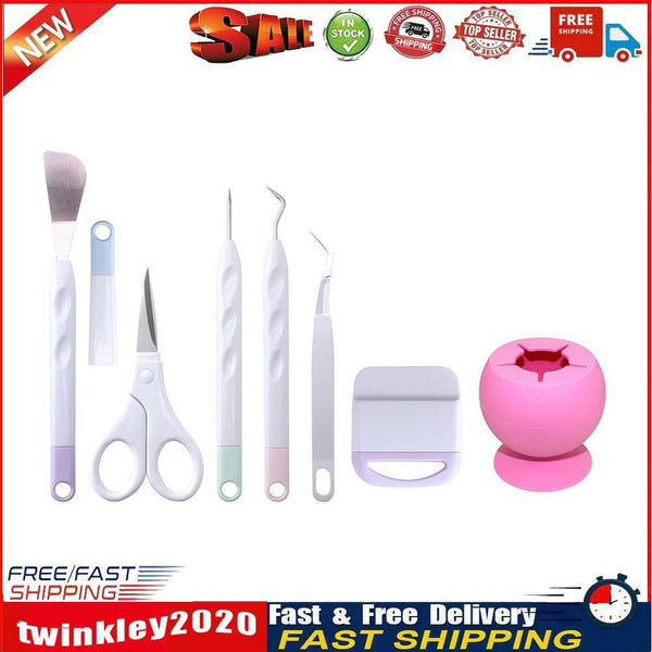7x Vinyl Weeding Tools Silhouettes Scraper Tweezers Scissor Craft (Pink) Newly