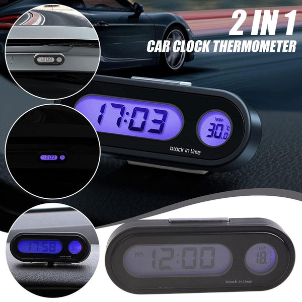 2 In 1 Digital LCD LED Car Electronic Time Clock Thermometer With N, K2N1