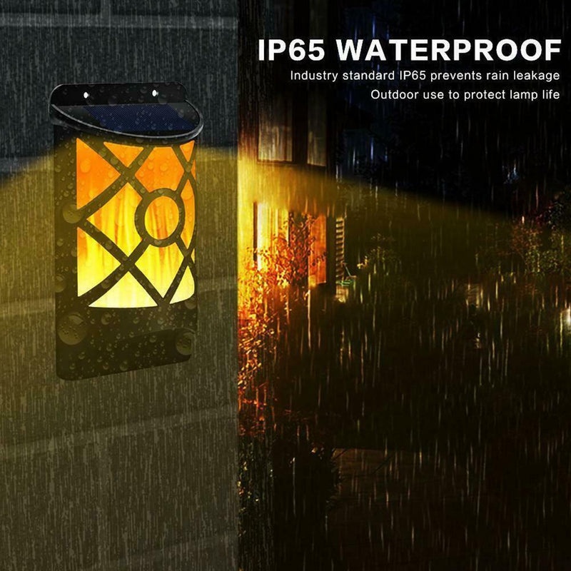 66LED Flame Light Solar Lights Outdoor Wall Lamp Fixture Outdoor Water S1P7