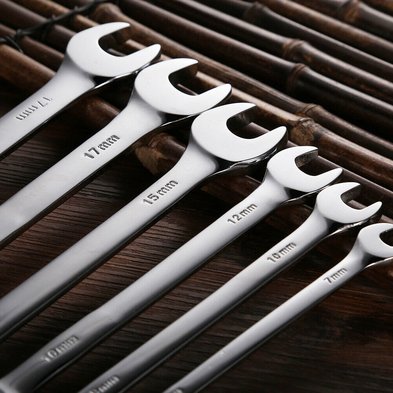 6pcs Wrench Kit Dual Open End Ratchet Combination Repair Spanners Hand Tool Set