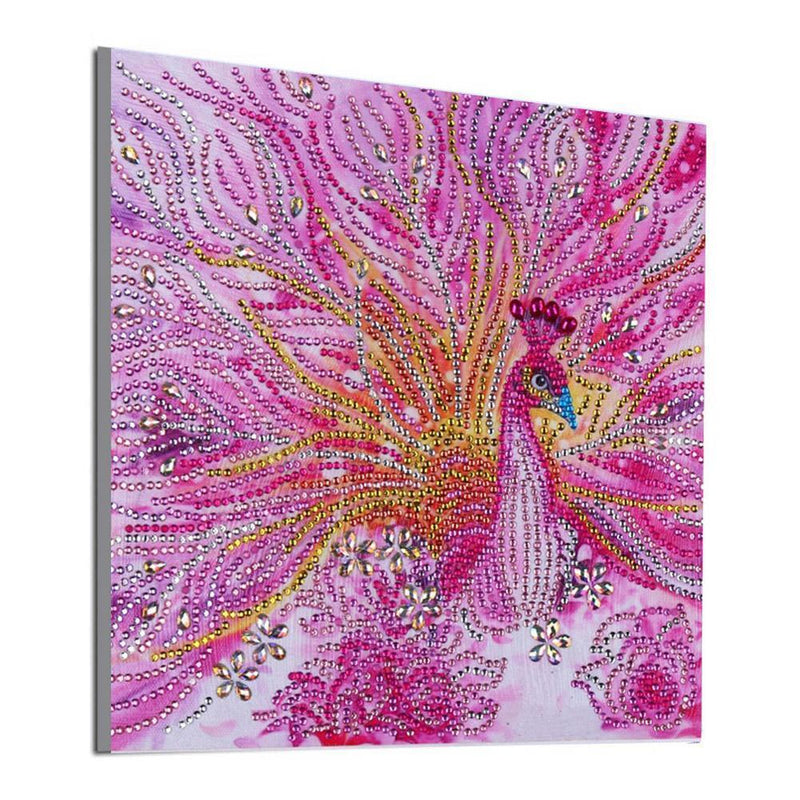 5D DIY Special Shaped Diamond Painting Pink Peafowl Cross Stitch Embroidery