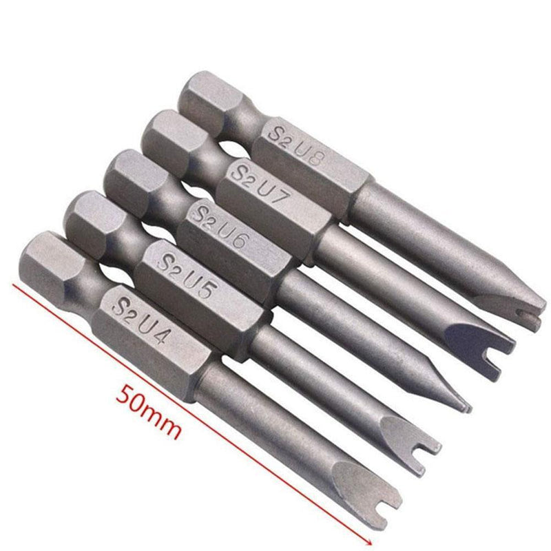 10*5pcs 50mm U4-U8 S2 Alloy Steel Magnetic U Shaped  Screwdriver Bits