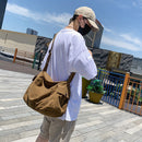 Soft Canvas Shoulder Crossbody Bag Large Capacity Solid Color Messenger Handbags