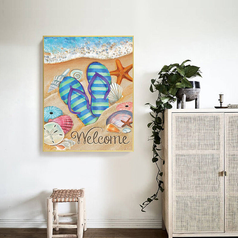 Beach Slippers Oil Paint By Numbers DIY Canvas Wall Art Picture Craft Home De