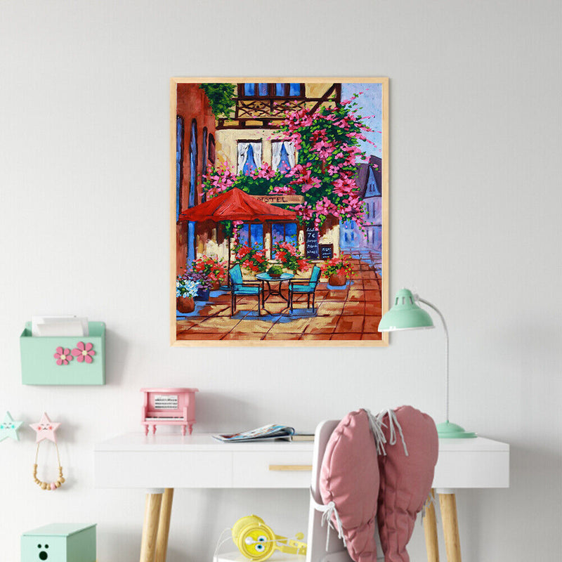 Street Corner Oil Paint By Numbers Kit DIY Acrylic Painting on Canvas Framele