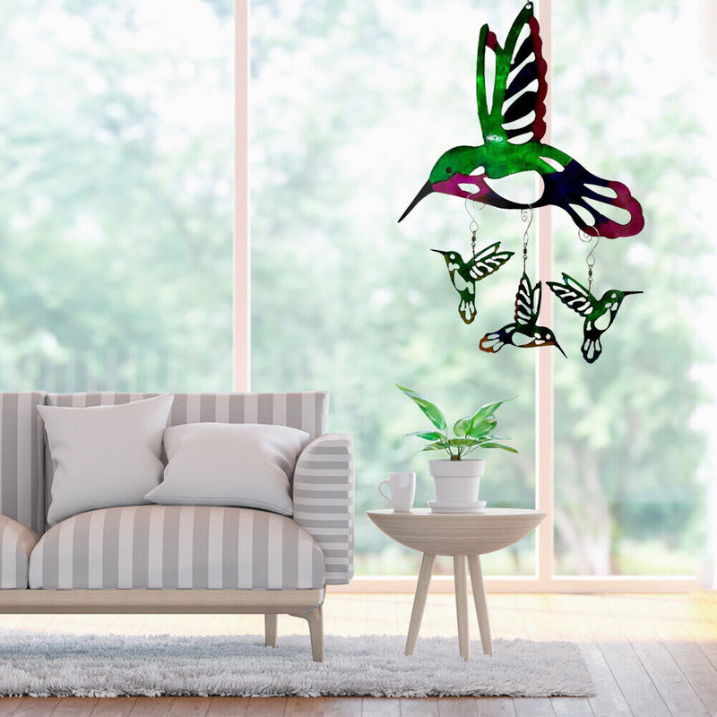 Metal Hummingbird Hanging Pendant Yard Garden Window Balcony Ornament Decoration