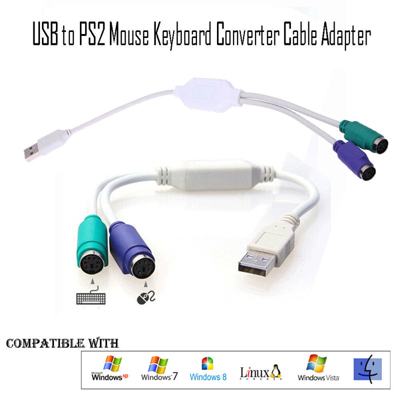 USB to PS2 Mouse Keyboard Converter U-port to Round Port Cable Line Adapter