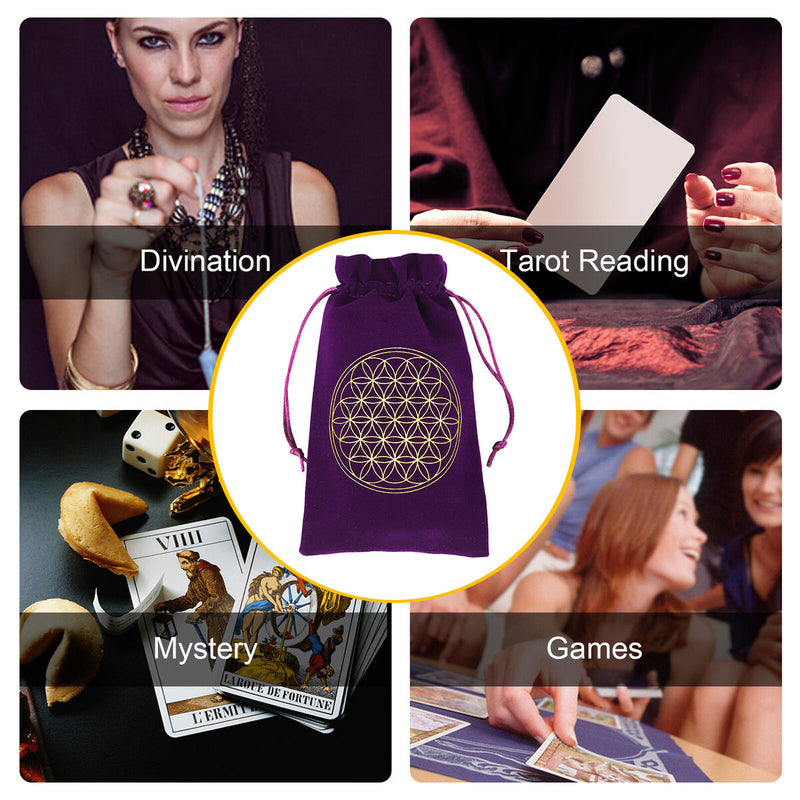 Constellation Star Moon Tarot Game Card Storage Bag (Purple Flower of Life)