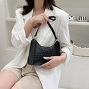Retro Women PU Leather Solid Color Alligator Pattern Small Underarm Shoulder Bag