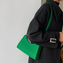 Women Felt Solid Color Shoulder Bag Casual Zipper Messenger Bag (Green)