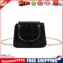 Pure Color Leather Mini Shoulder Bags Women Chain Messenger Bags (Black)