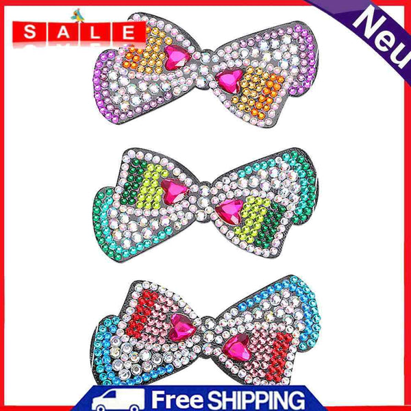3pcs DIY Full Drill Diamond Painting Hair Clip Bow Love Women Hairpins Jewelry