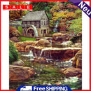 DIY Paint By Number Kit Frameless Forest Riverside Cottage Handpainted Canvas