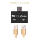 Hillrong USB 2.0 Male to Dual Female Charger Dual 2 Port USB DC 5V Charging