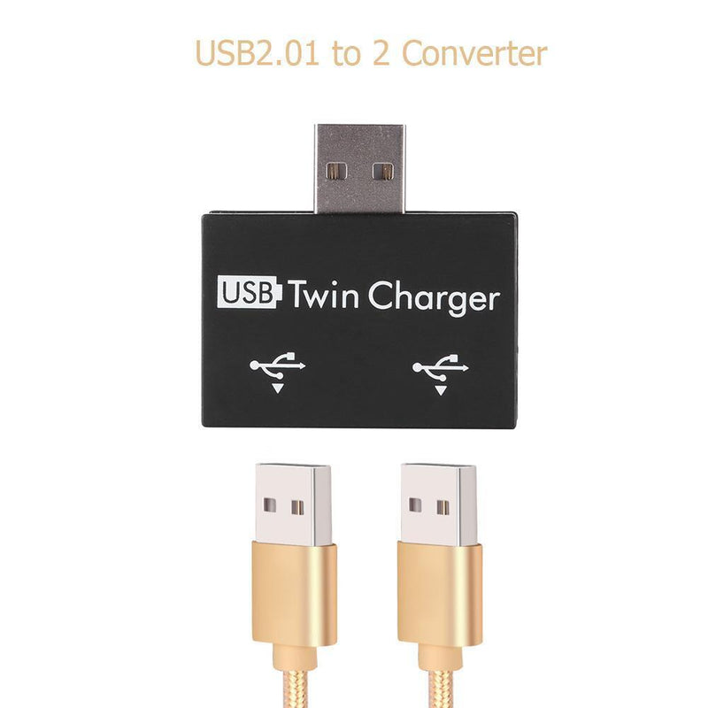 Hillrong USB 2.0 Male to Dual Female Charger Dual 2 Port USB DC 5V Charging