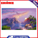 11CT Animal Two Horses Sunset Cross Stitch Printed Full Embroidery Kit Home Art